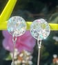 RESIN STAR EARRINGS dark pink glitter holographic posts disco - Image 6