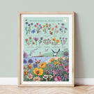 Nature Guide to British Coastal Wildflowers Wall Art Print A4 Unframed 