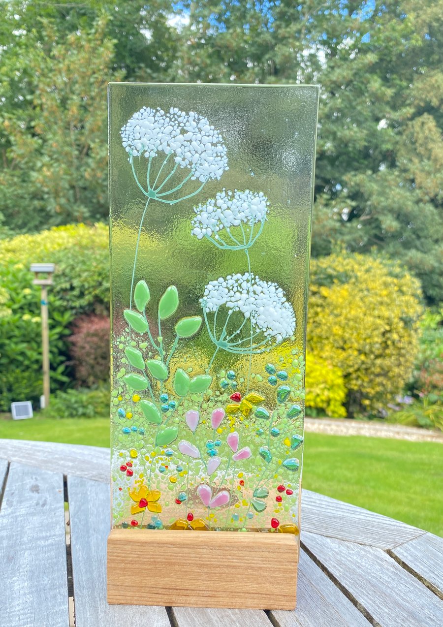 Fused glass wild meadow freestanding art Folksy