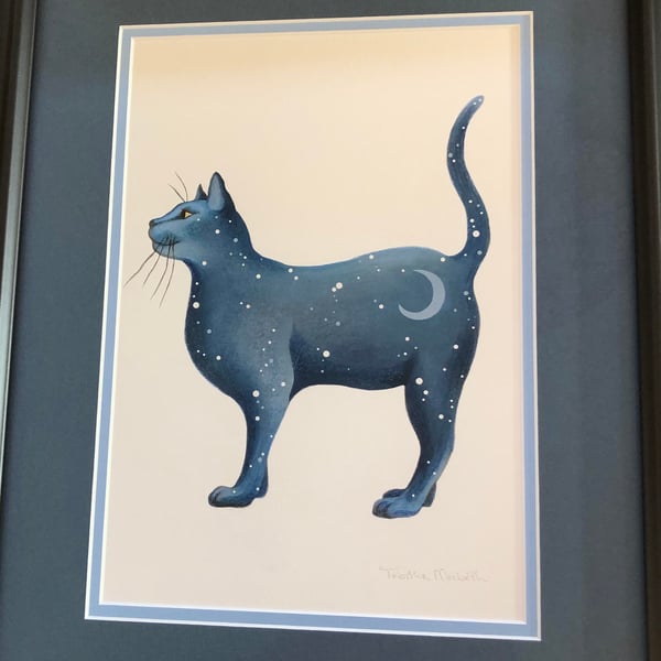 Cat Art - Fun Giclee Print - "Lunar Cat Standing" - Whimsical Art