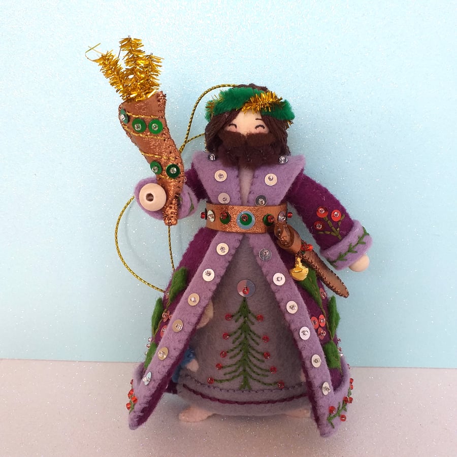 Ghost of Christmas Present Mmmcrafts Ornament, Wool Felt Christmas Ornament