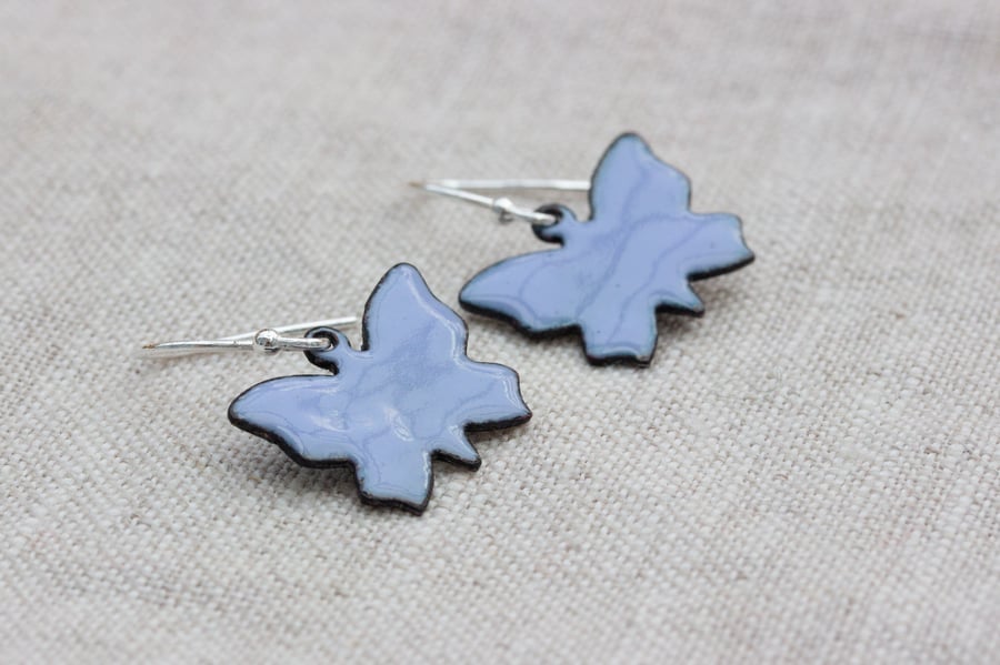 Mauve blue enamel butterfly earrings