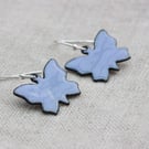 Mauve blue enamel butterfly earrings