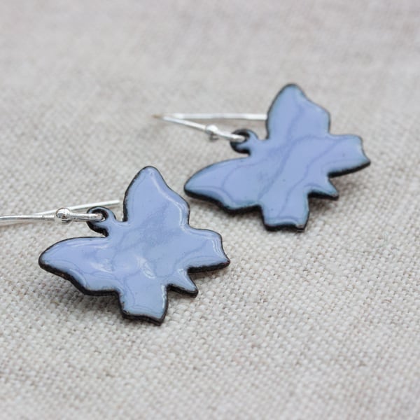 Mauve blue enamel butterfly earrings