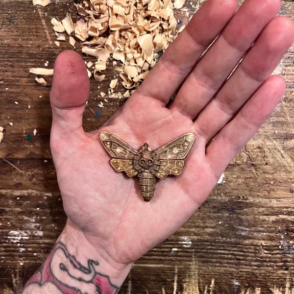 Wooden Death Head Pendant