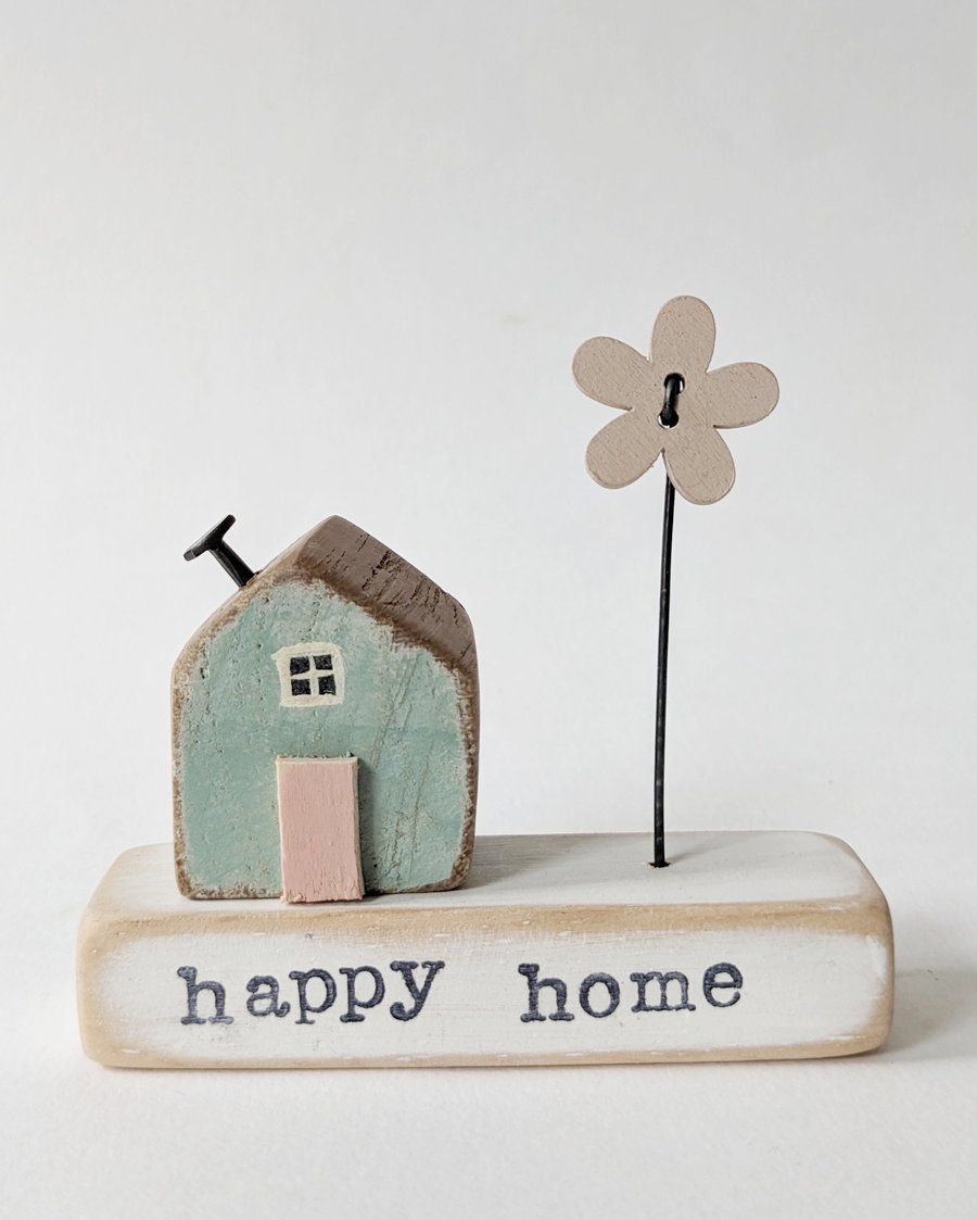 Little Wooden Handmade House and Base in a Bag - happy home 
