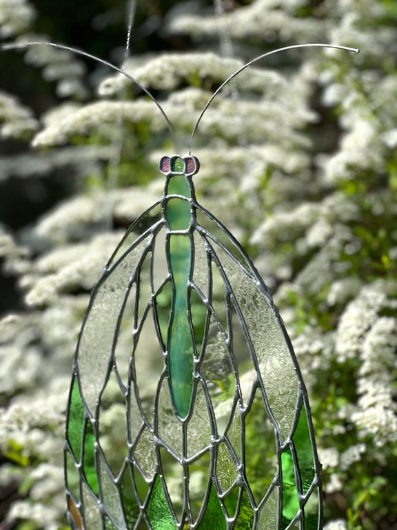Stained Glass Lacewing - different to stained glass butterfly with vintage glass