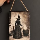 Witchy Wall Hanging Plaque – Gothic Halloween & Vintage Witch Wall Art
