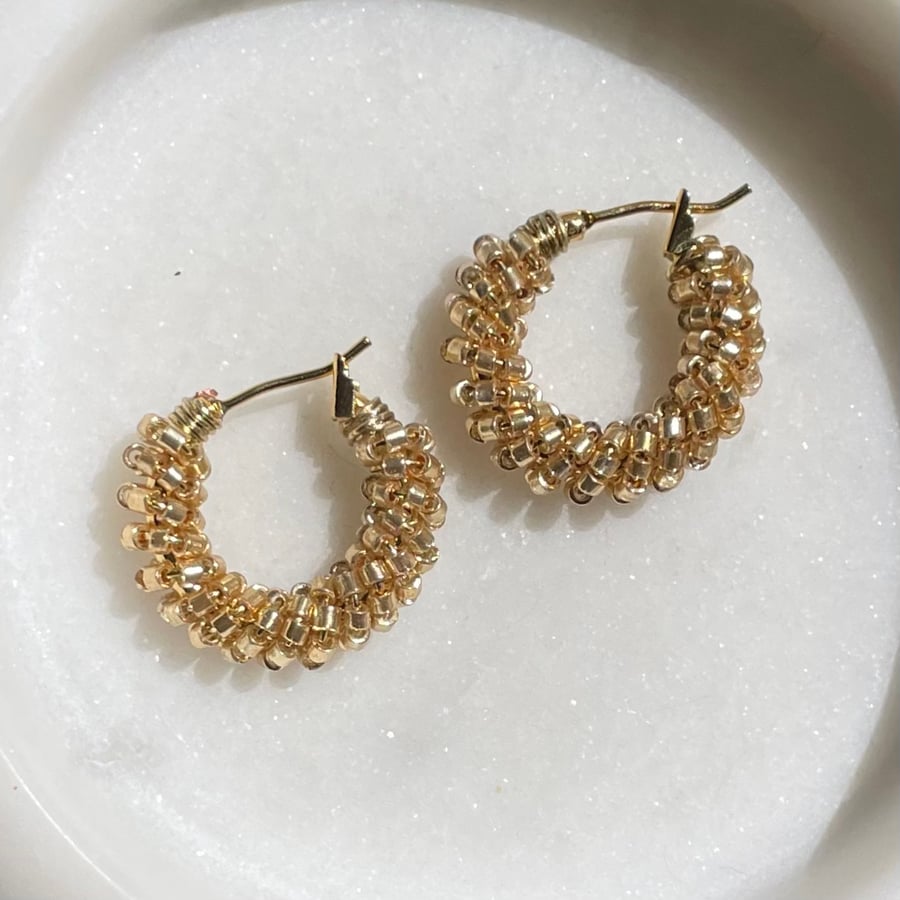 Beaded hoops – chunky gold hoop earrings