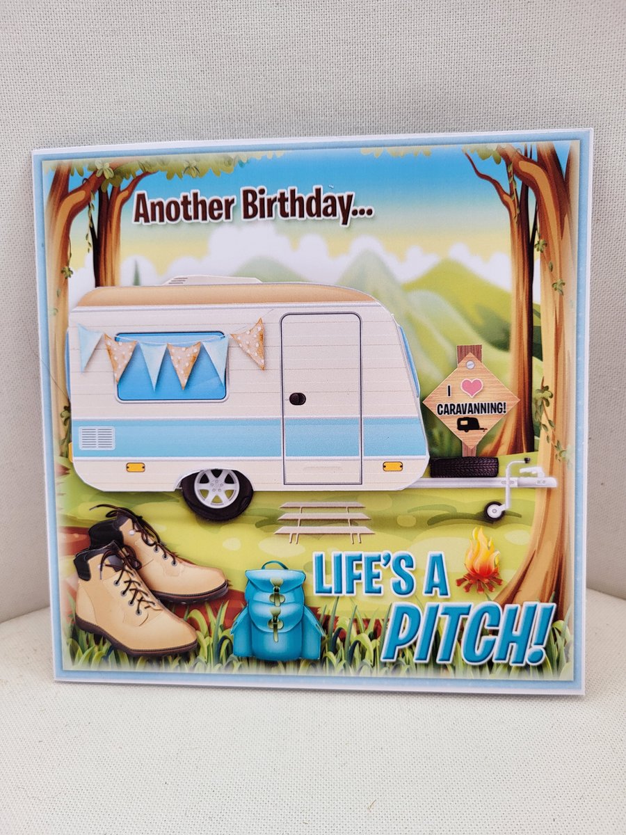 Birthday card for caravan lover, caravan enthusiast birthday card, handmade card