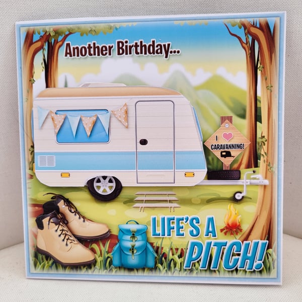 Birthday card for caravan lover, caravan enthusiast birthday card, handmade card