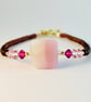 Square Pink Murano Glass Bead Bracelet - Birthday, Anniversary, Gifts For Her - Image 2