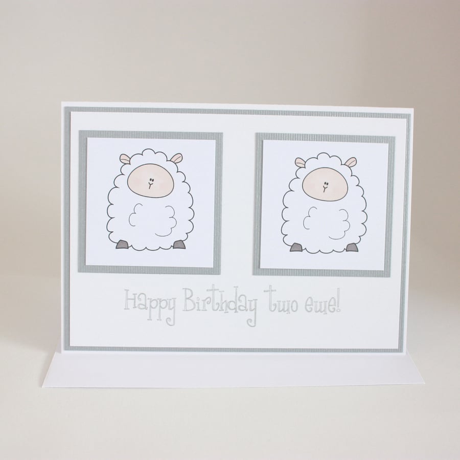 Happy Birthday two ewe sheep birthday card