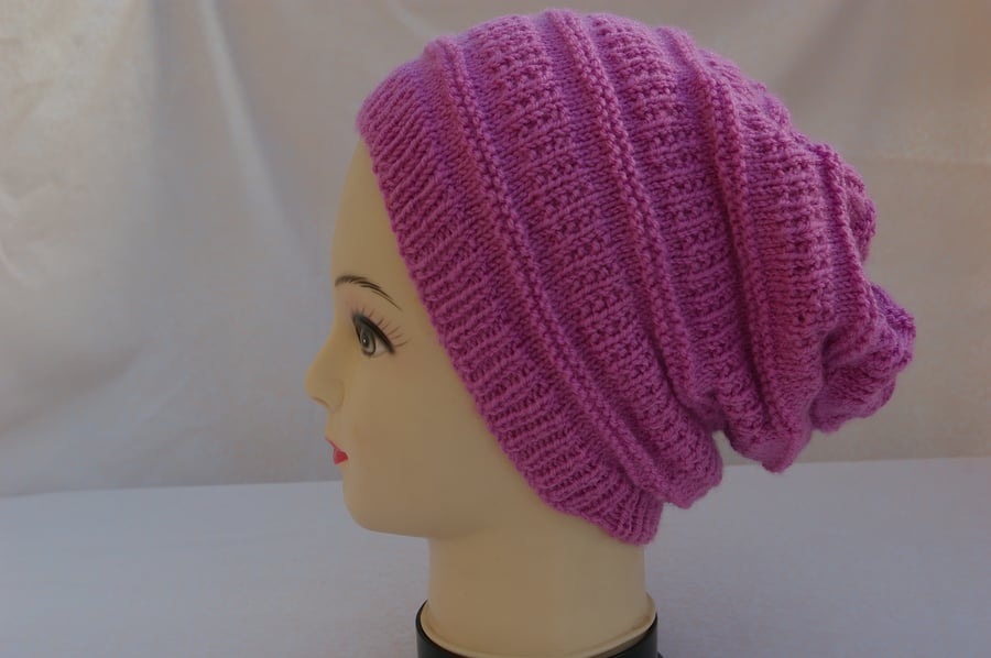 Knitting Pattern Slouch Beanie Hat
