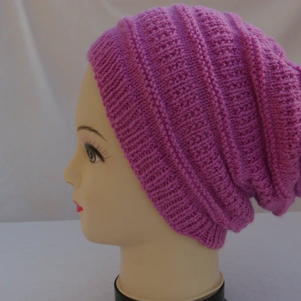 Knitting Pattern Slouch Beanie Hat