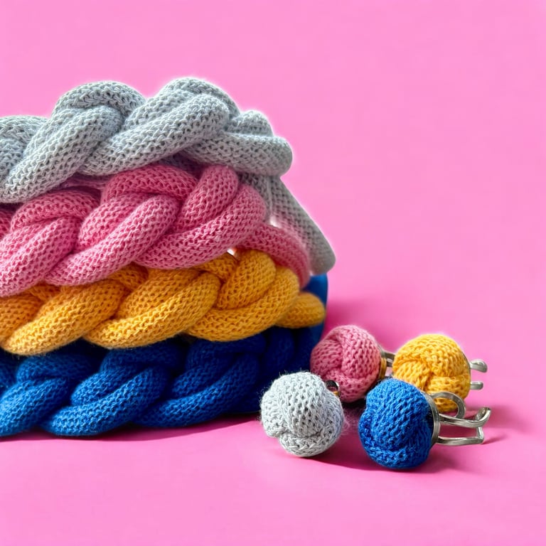 Matching Macrame Jewellery Set – Loop Knot Necklace and Chunky Adjustable Ring