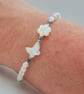 Mother Of Pearl Butterfly & Flower Bracelet, June Birthstone, Bridesmaid Gift - Image 2