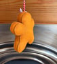 Handmade Felt Gingerbread Christmas Decoration – Lilac Bow & Pink Heart Buttons - Image 3