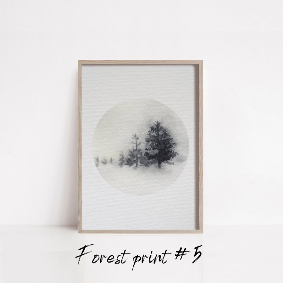 Forest watercolour print 5 minimalistic print