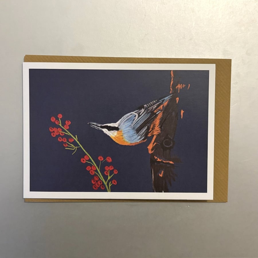 Nuthatch A5 Greeting Card 
