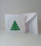 Green Christmas Tree Cross Stitch Card, Handmade Minimalist Pine  - Image 3
