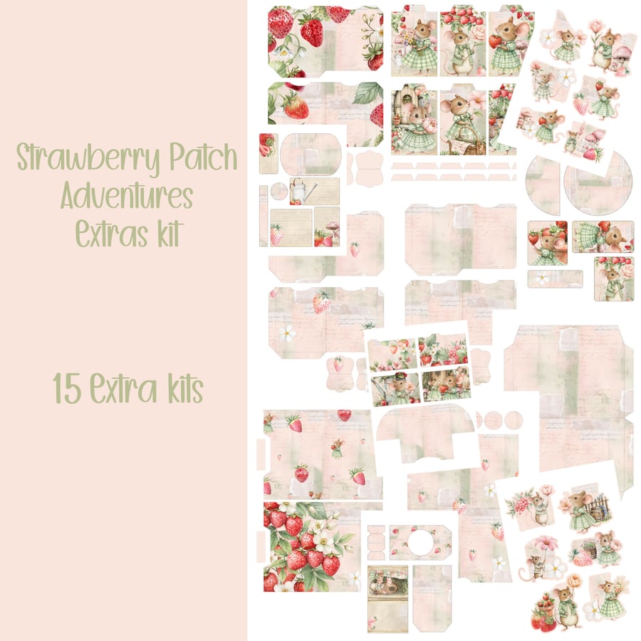 Strawberry Patch Adventures Extras Scrapbook,Ephemera,Journal,Digital Download
