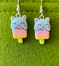 Kitty Cat Kawaii Lollipop Dangly Earrings - Image 1
