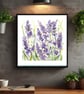 Lavender Blooms - Art Print Soft Purple - Watercolour Square Floral Botanical
