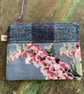 Vintage floral linen and tweed coin purse