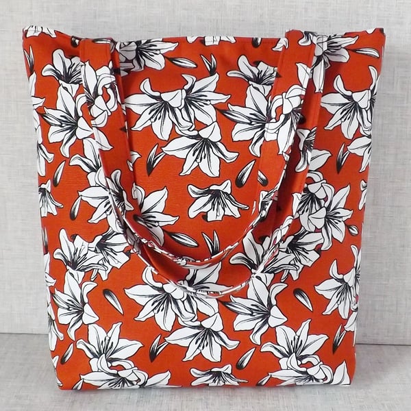 Tote bag, shopping bag. Lilies