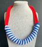 Blue Nautical Knotted Rope Statement Necklace, Chunky Statement crochet necklace - Image 6