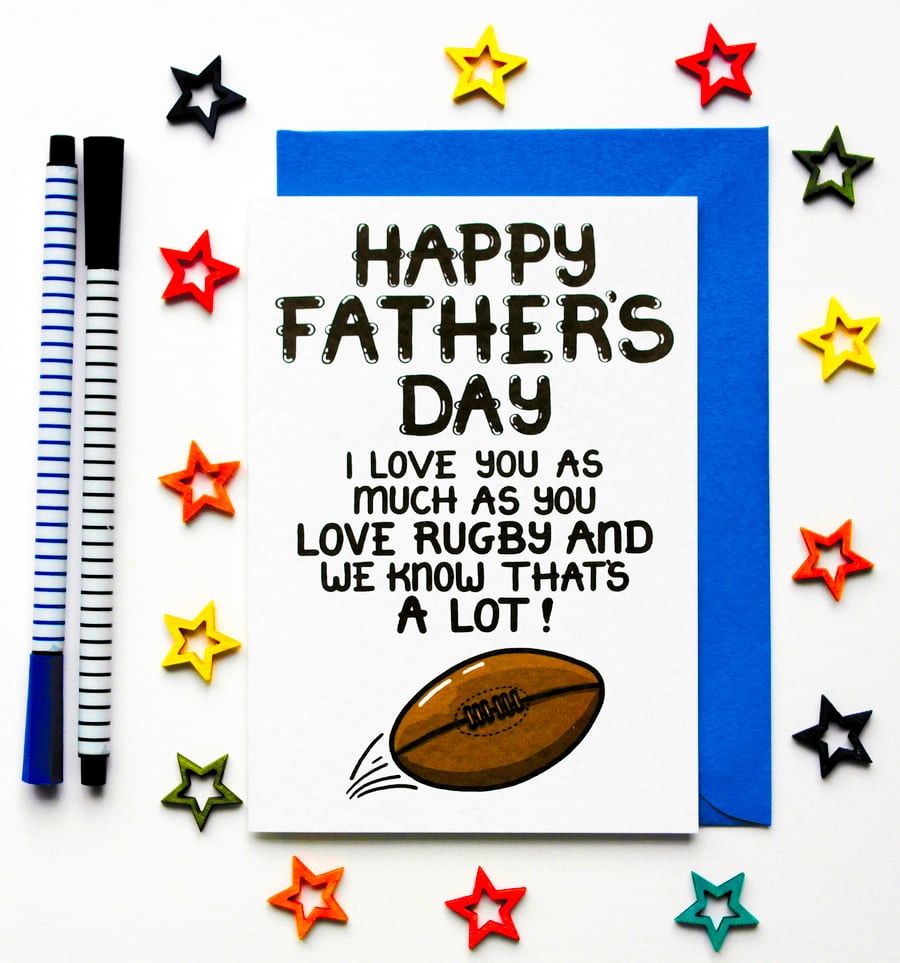 Rugby Fathers Day Card, Funny Father's Day Card For A Rugby Loving Dad, Grandad