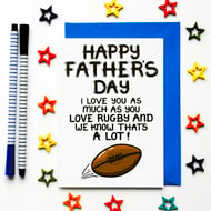 Rugby Fathers Day Card, Funny Father's Day Card For A Rugby Loving Dad, Grandad