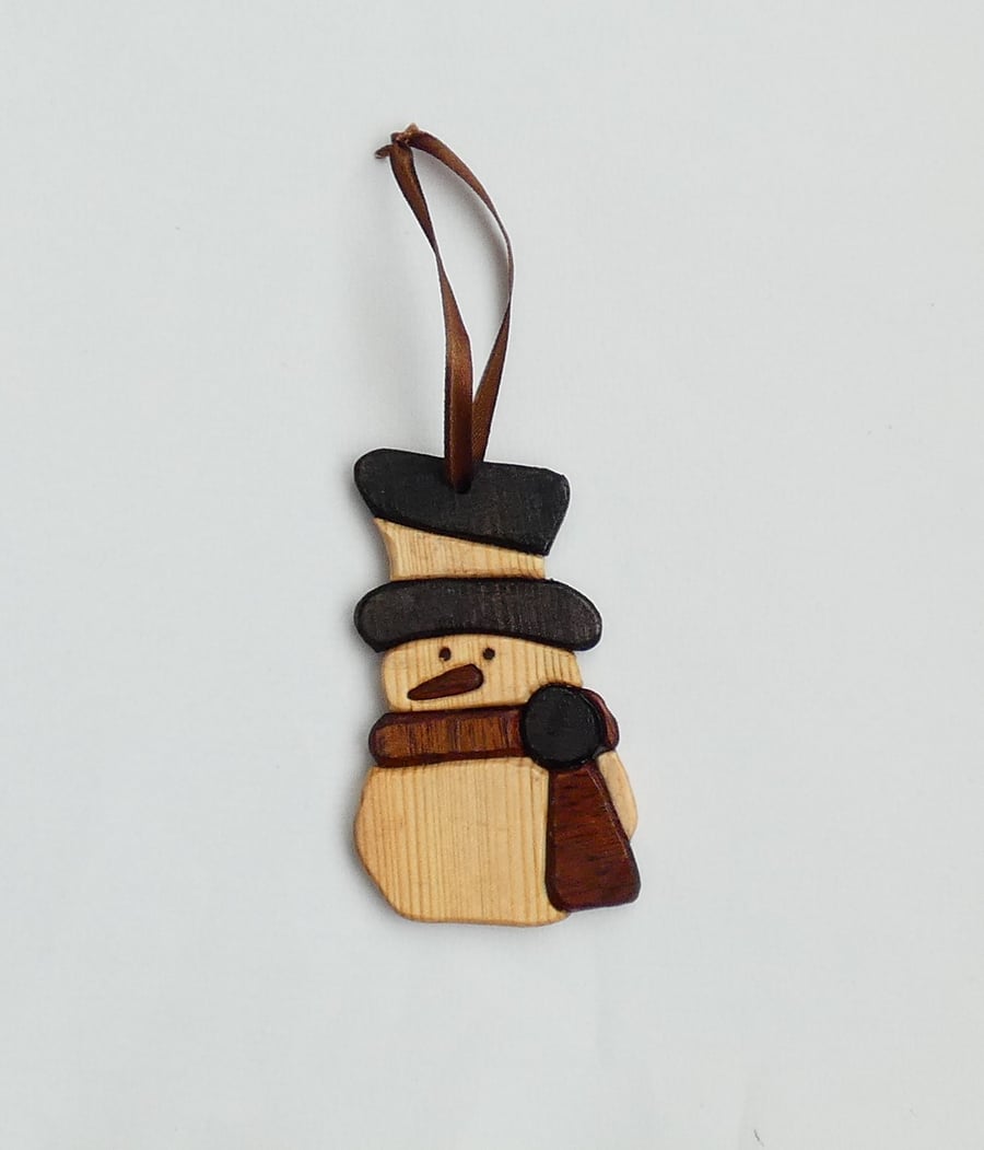 One of a Kind Handmade Wooden Snowman Christmas Decoration