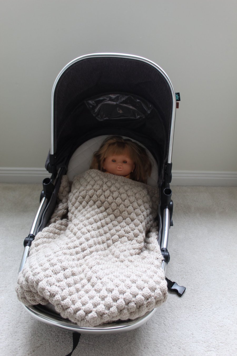 Handknitted Beige Baby Blanket 70x120cm