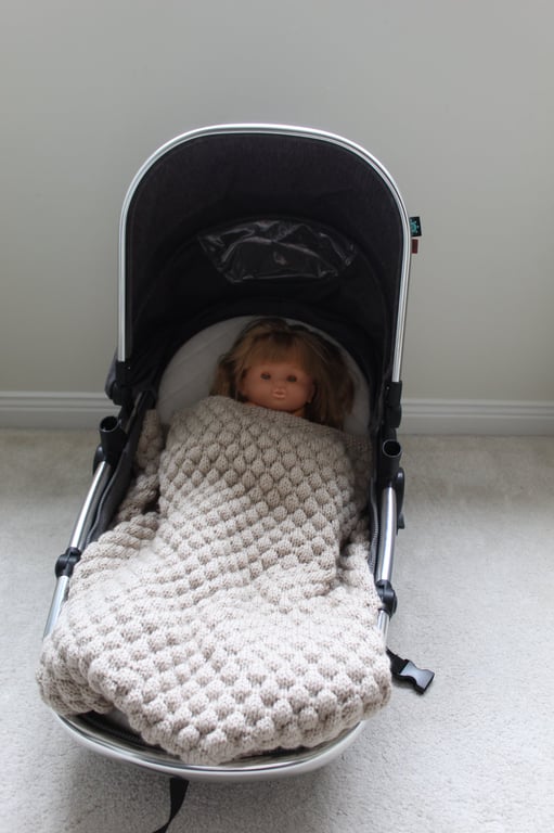 Handknitted Beige Baby Blanket 70x120cm