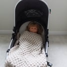 Handknitted Beige Baby Blanket 70x120cm