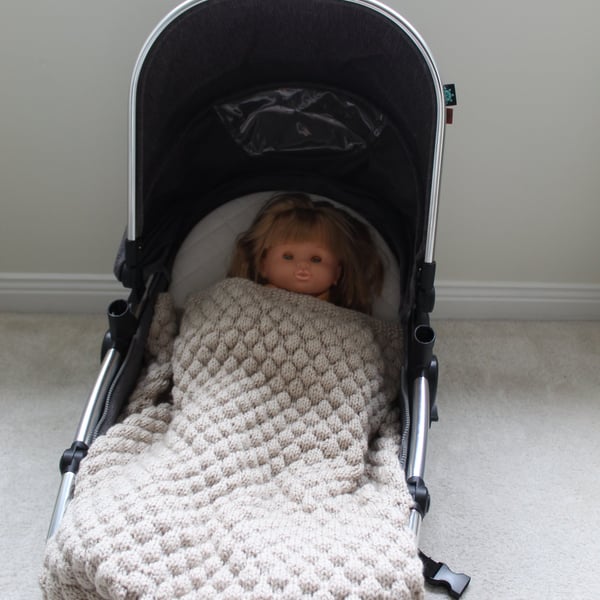 Handknitted Beige Baby Blanket 70x120cm
