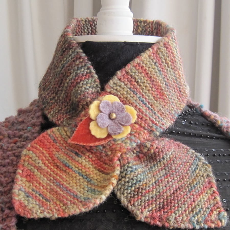 Bow Tie Scarf with Flower brooch