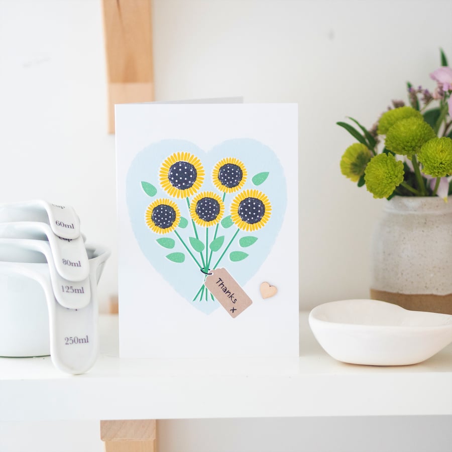 Thank You Card - Handmade Card - Floral Card