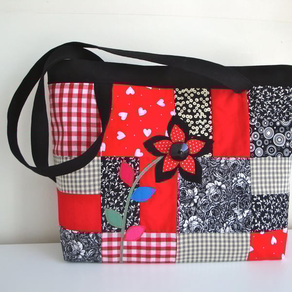 SALE Patchwork Cotton Tote bag - shoulder bag… - Folksy