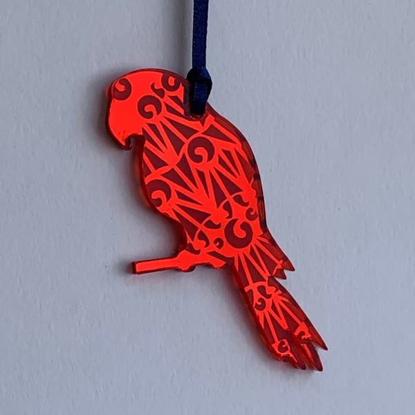 Red mirrored acrylic parrot decoration