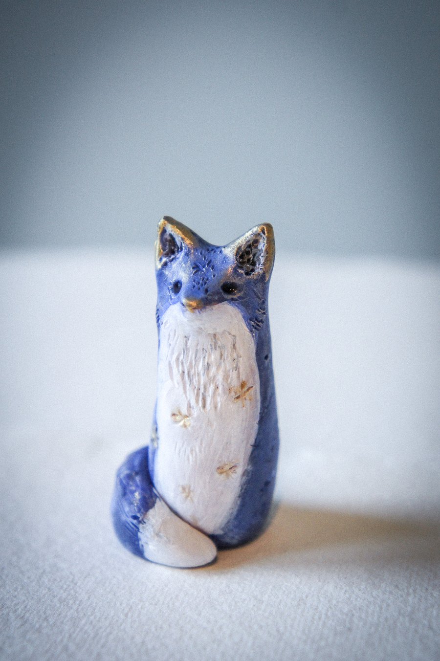 Starry Winter Fox Small Handmade Sculpture