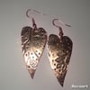 Copper Oxidised Embossed Heart Earrings, 7th Wedding Anniversary, Freepost