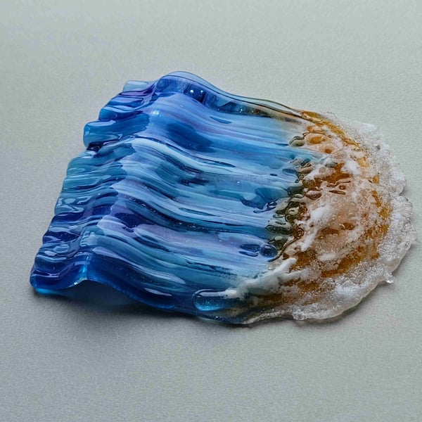 Fused Glass wave ornament