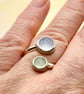 Unique Chalcedony and Prehnite Silver Ring Handmade  - Image 6