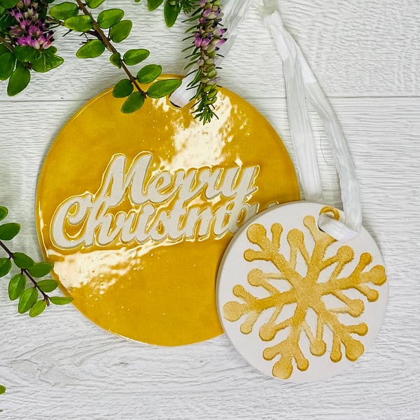 Duo ceramic Christmas decoration