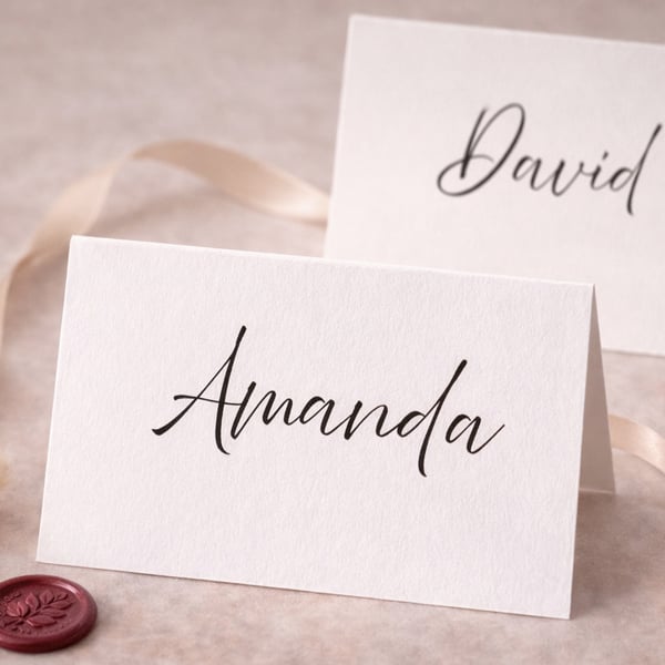 Elegant Wedding Place Card – Modern Script Personalised Name Card Table Décor