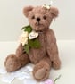 Collectors teddy bear, handcrafted UK artist bear, decorated collectible bear 