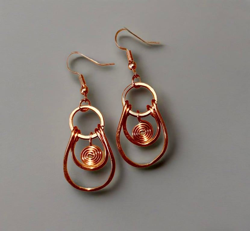 Copper Earrings Featuring a Swirl - Perfect Gift